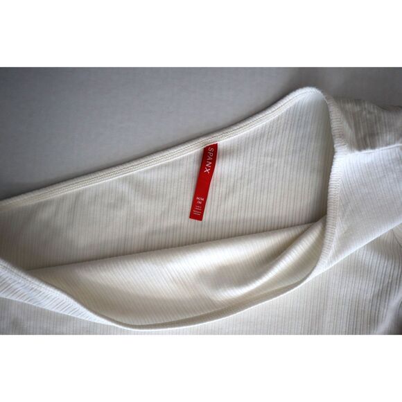 Spanx 21007R Women's Sz Medium Powder White Ribbed One Shoulder Top - Picture 3 of 7